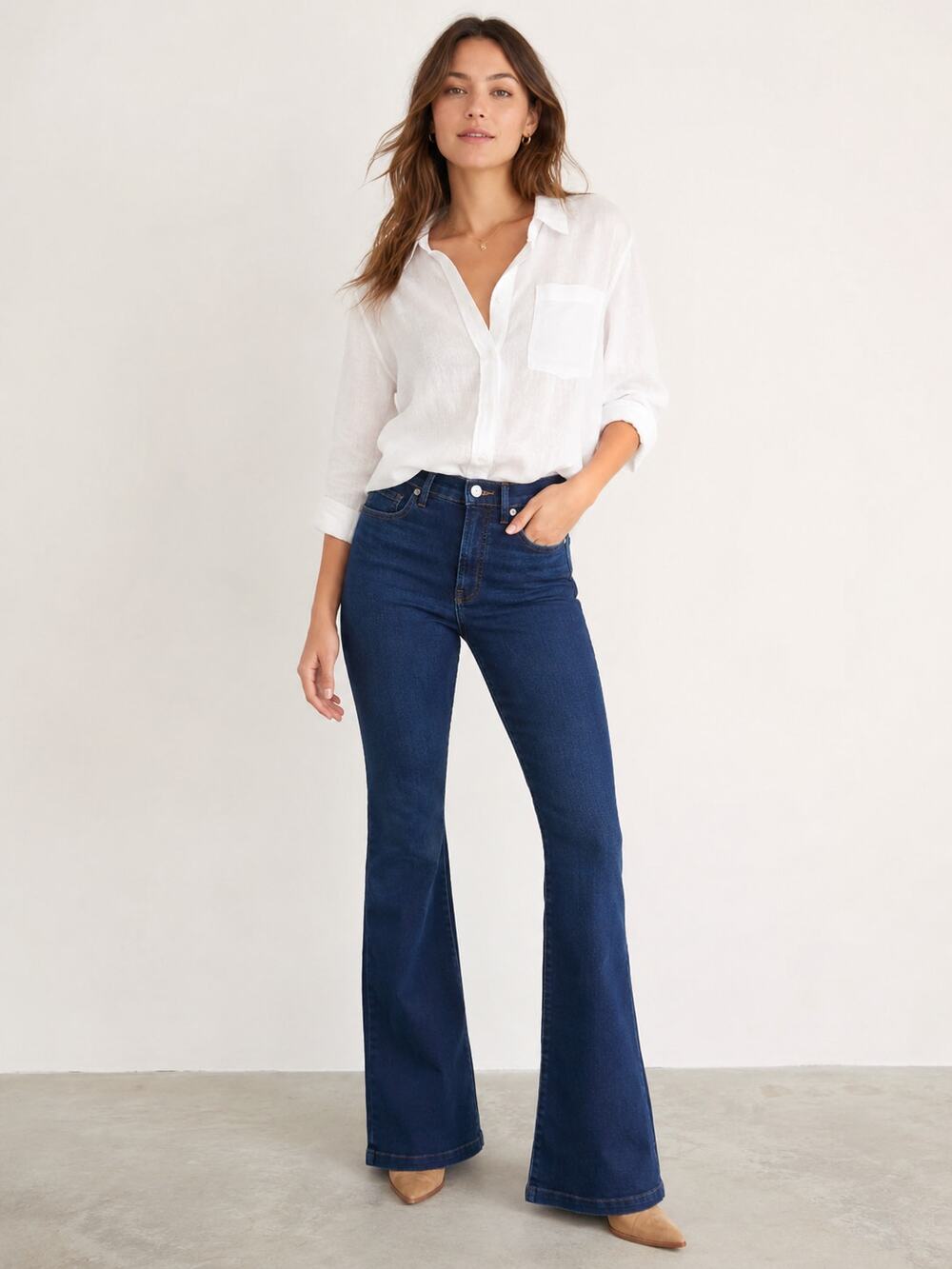 Everlane SZ 26 The High Rise Flair Jean Dark Wash Boho Hippie 70s Festival